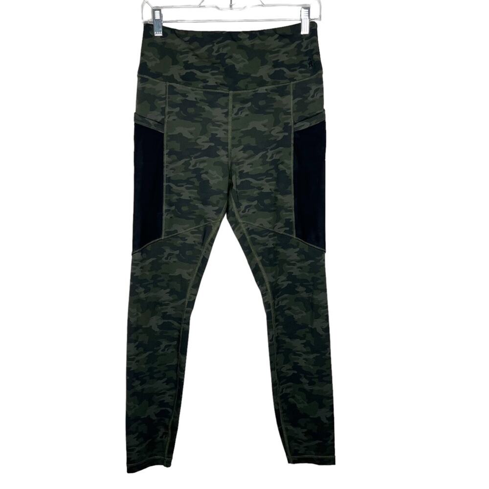GOOD AMERICAN / pocket sculpt green camo print high waisted leggings / 4